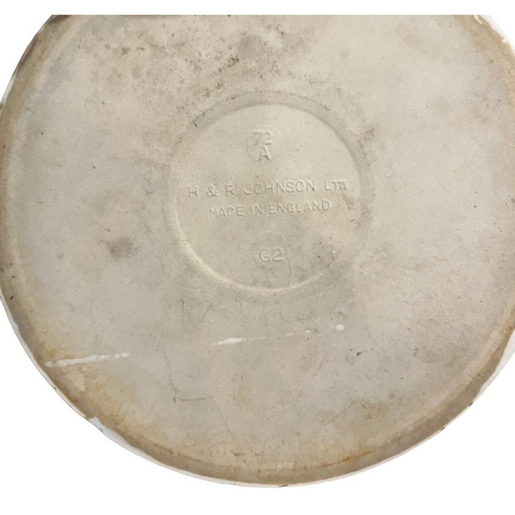 Vtg Mushroom Tile Trivet England H&R Johnson 1977 Bremann Handpainted Round - Picture 5 of 5